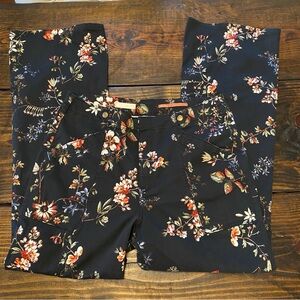 Anthropologie Pilcro Floral Demilune Bootcut Pants black 30